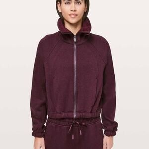 LULULEMON Plush Times Jacket Heathered Dark Adobe Maroon 6